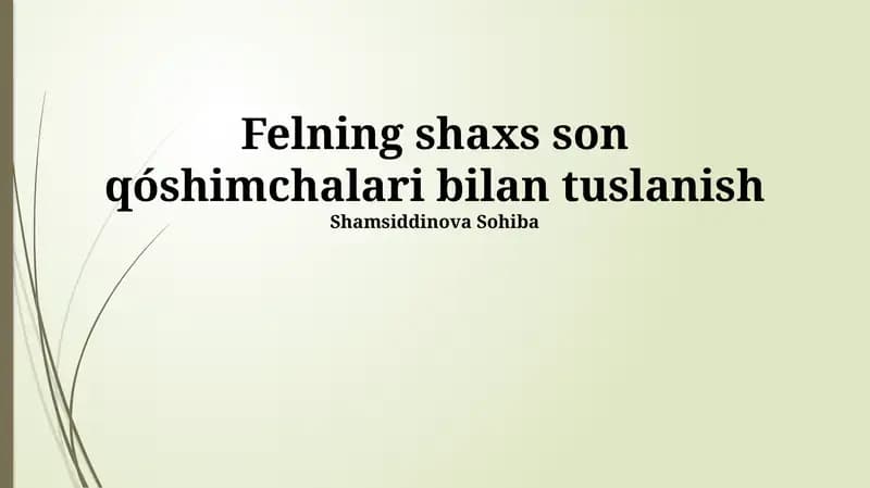 Felning shaxs son qóshimchalari bilan tuslanish