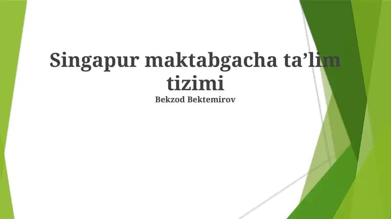 Singapur maktabgacha taʼlim tizimi