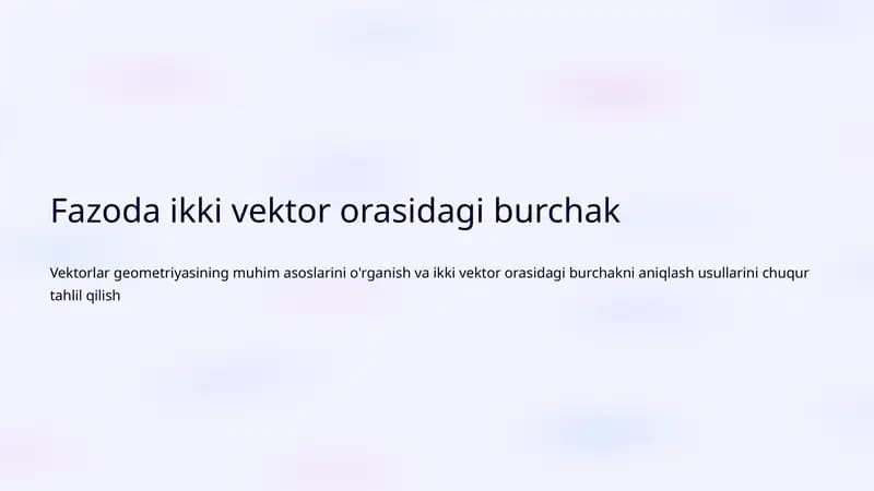 Vektorlar geometriyasi