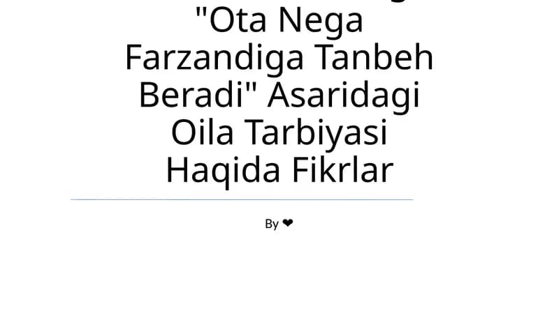 Ota Nega Farzandiga Tanbeh Beradi