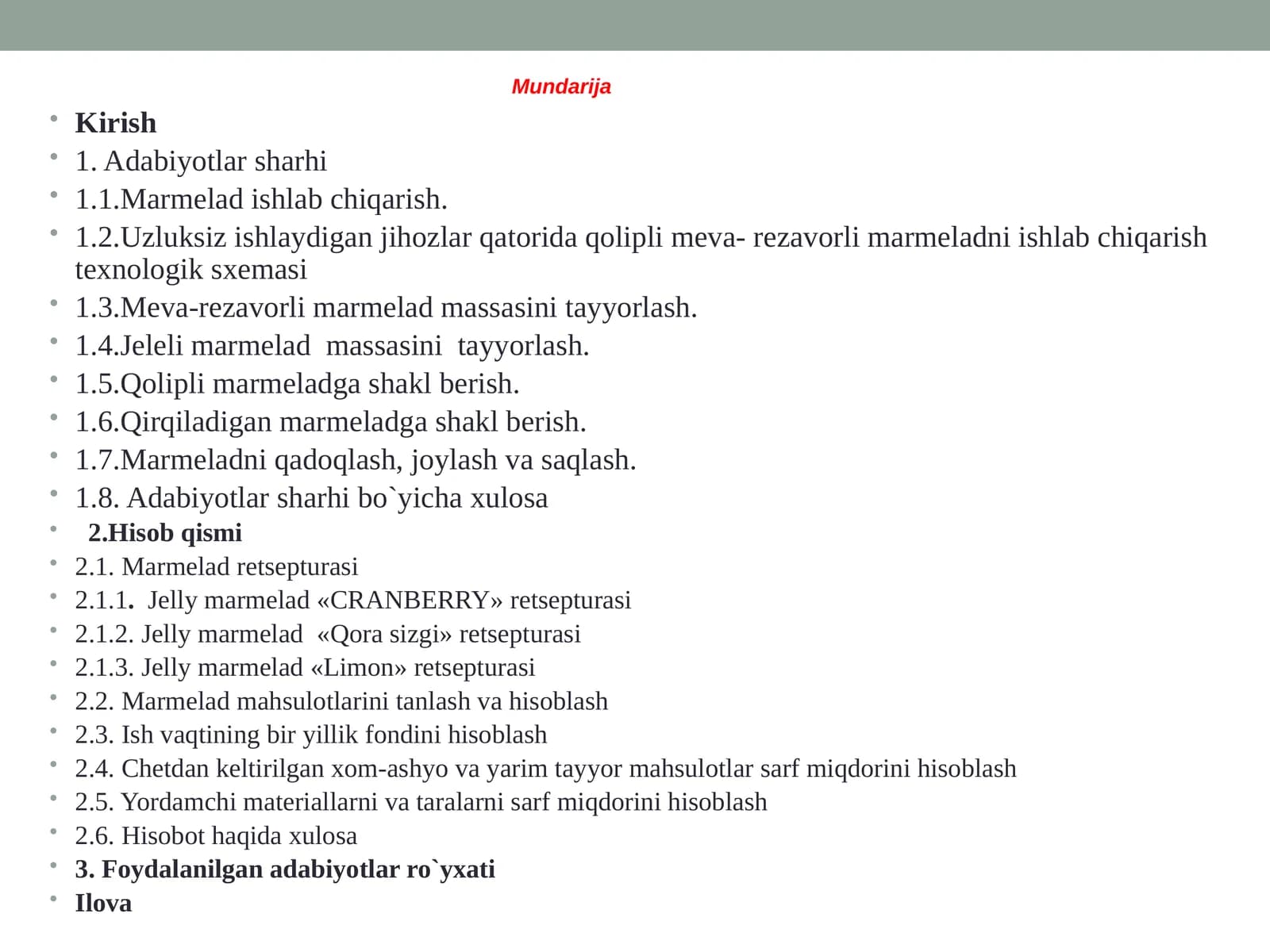 Mаrmеlаd ishlovchi qarish texnologik sxemasi