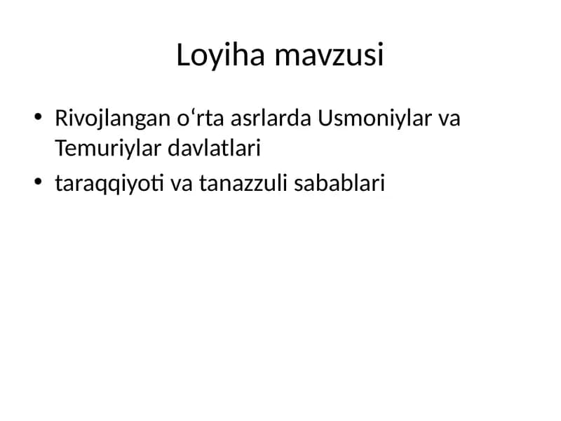 Usmoniylar va Temuriylar