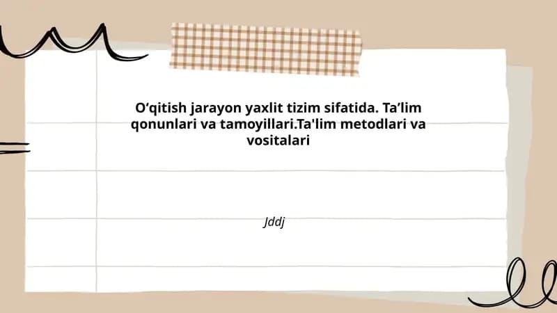 Ta'lim Metodlari va Vositalari