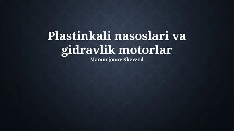 Vane nasoslari va gidravlik motorlarining qo'llanilishi