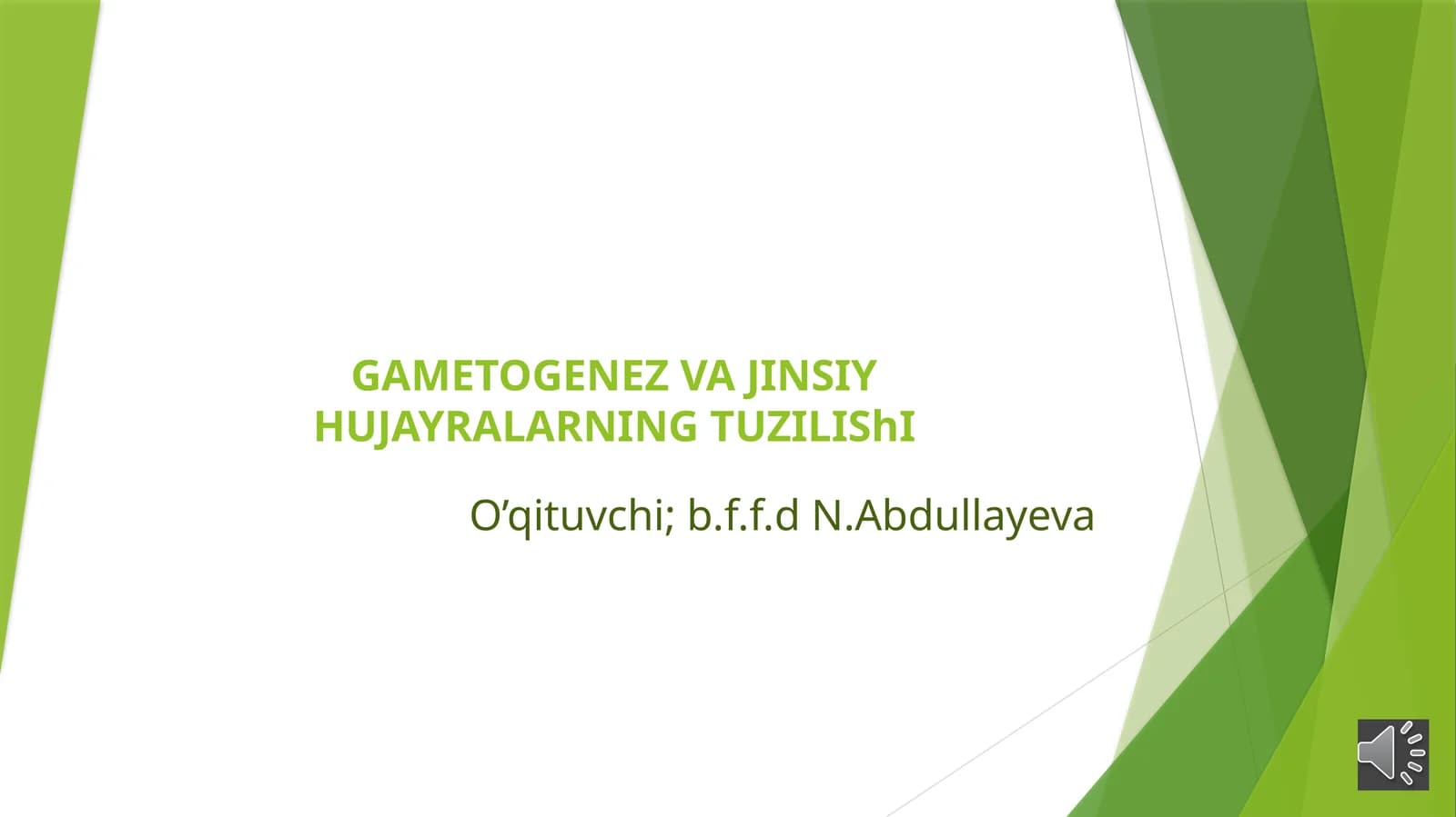 GAMETOGENEZ VA JINSIY HUJAYRALARNING TUZILISHI