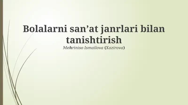 Bolalarni sanʼat janrlari bilan tanishtirish