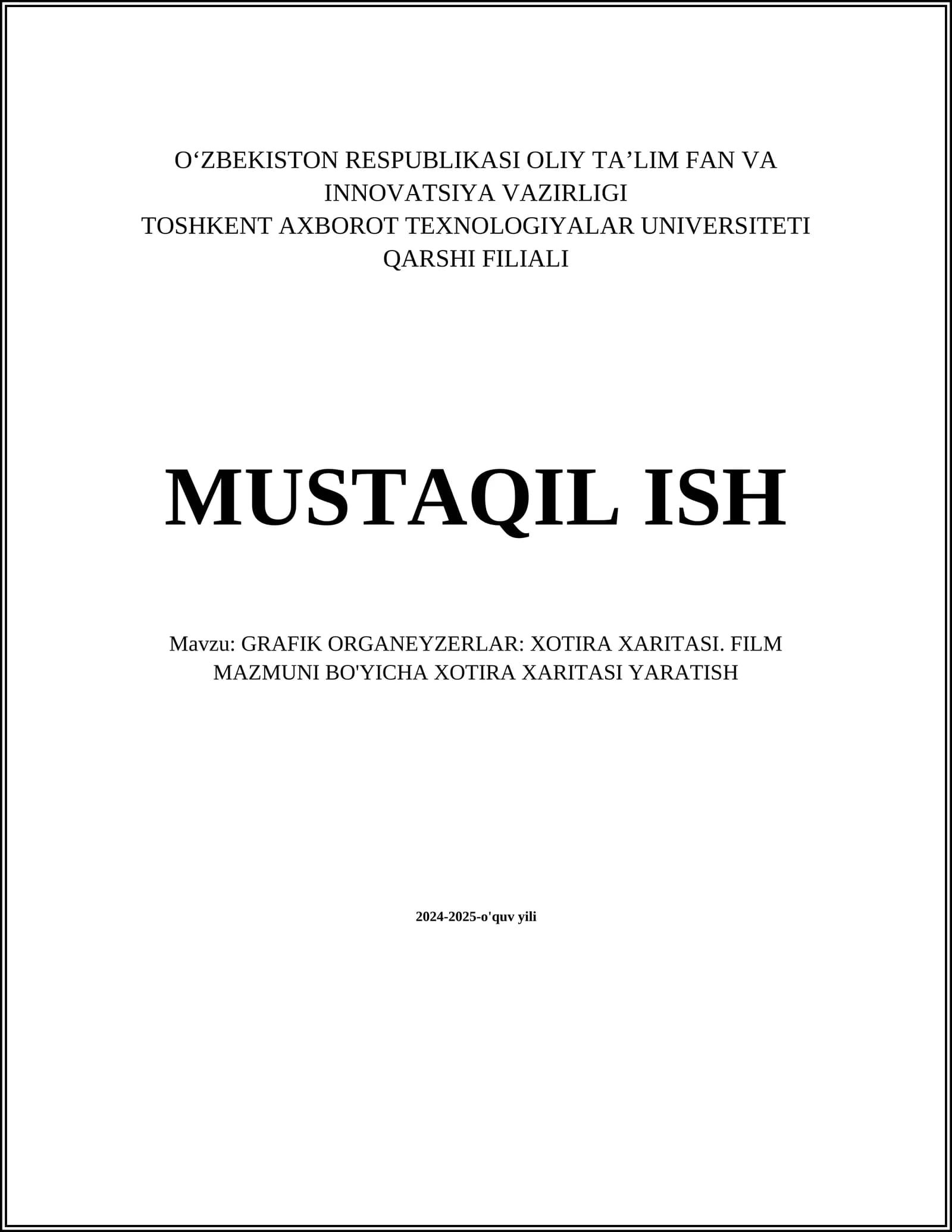 GRAFIK ORGANEYZERLAR: XOTIRA XARITASI. FILM MAZMUNI BO'YICHA XOTIRA XARITASI YARATISH