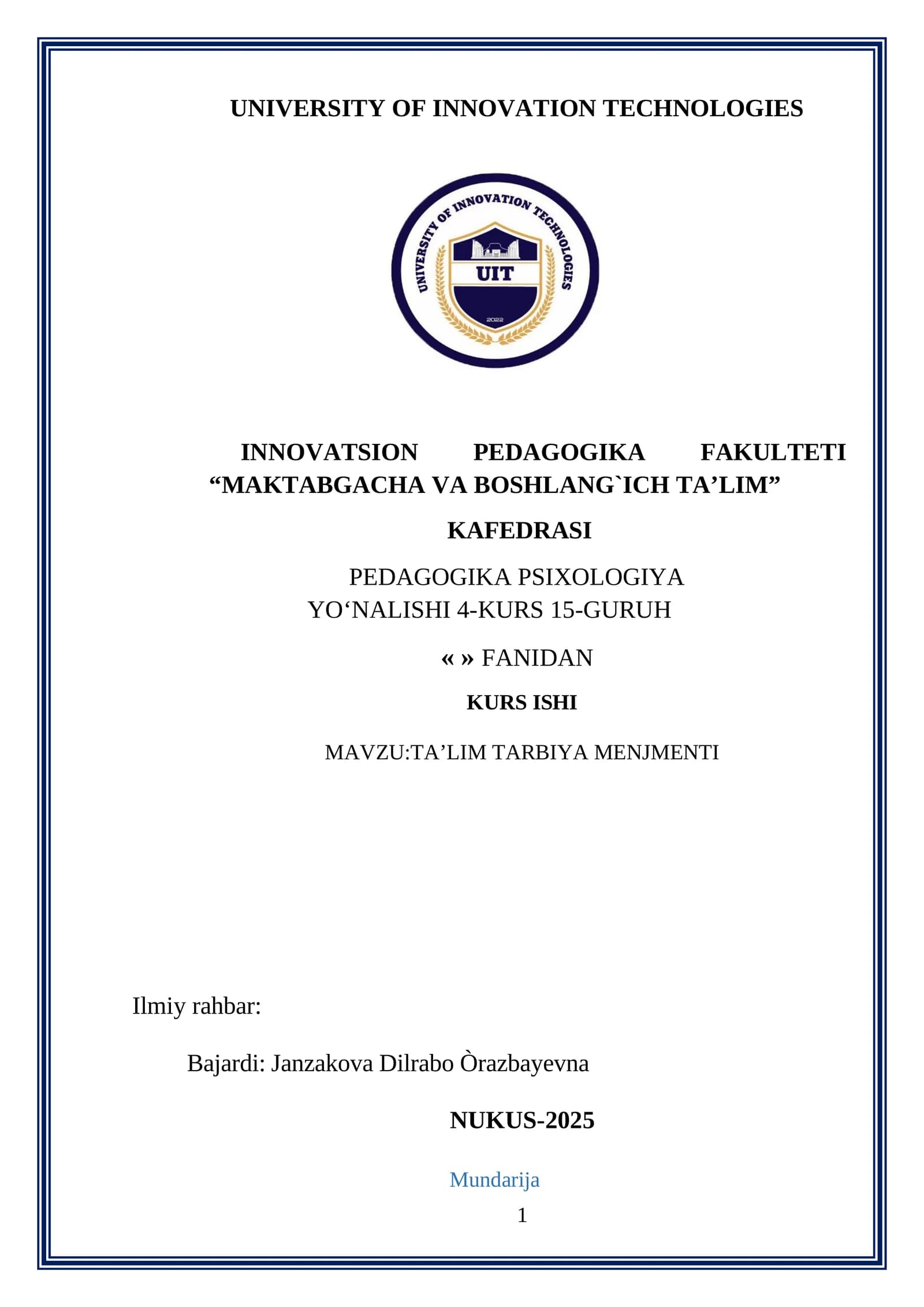 TA’LIM TARBIYA MENJMENTI