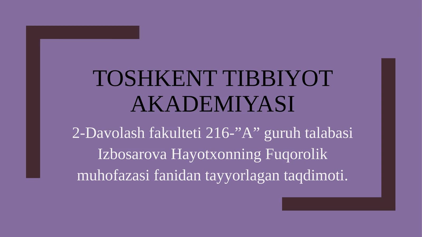 Shikastlangan o‘choqlarda tibbiy yordamni tashkil qilish