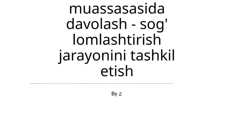 Maxsus maktabgacha ta'lim muassasasida davolash - sog' lomlashtirish jarayonini tashkil etish