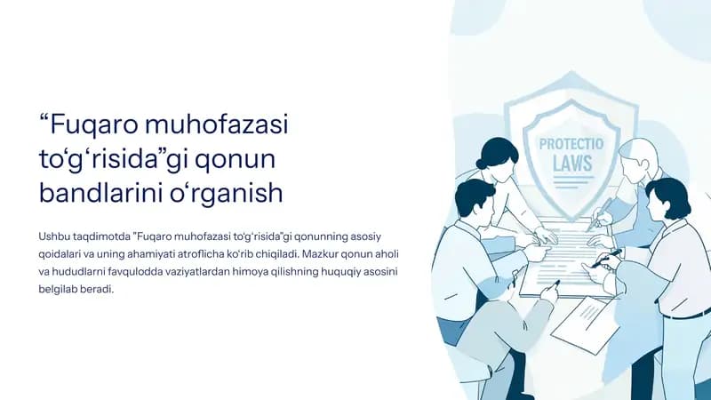 “Fuqaro muhofazasi to‘g‘risida”gi qonun bandlarini o‘rganish