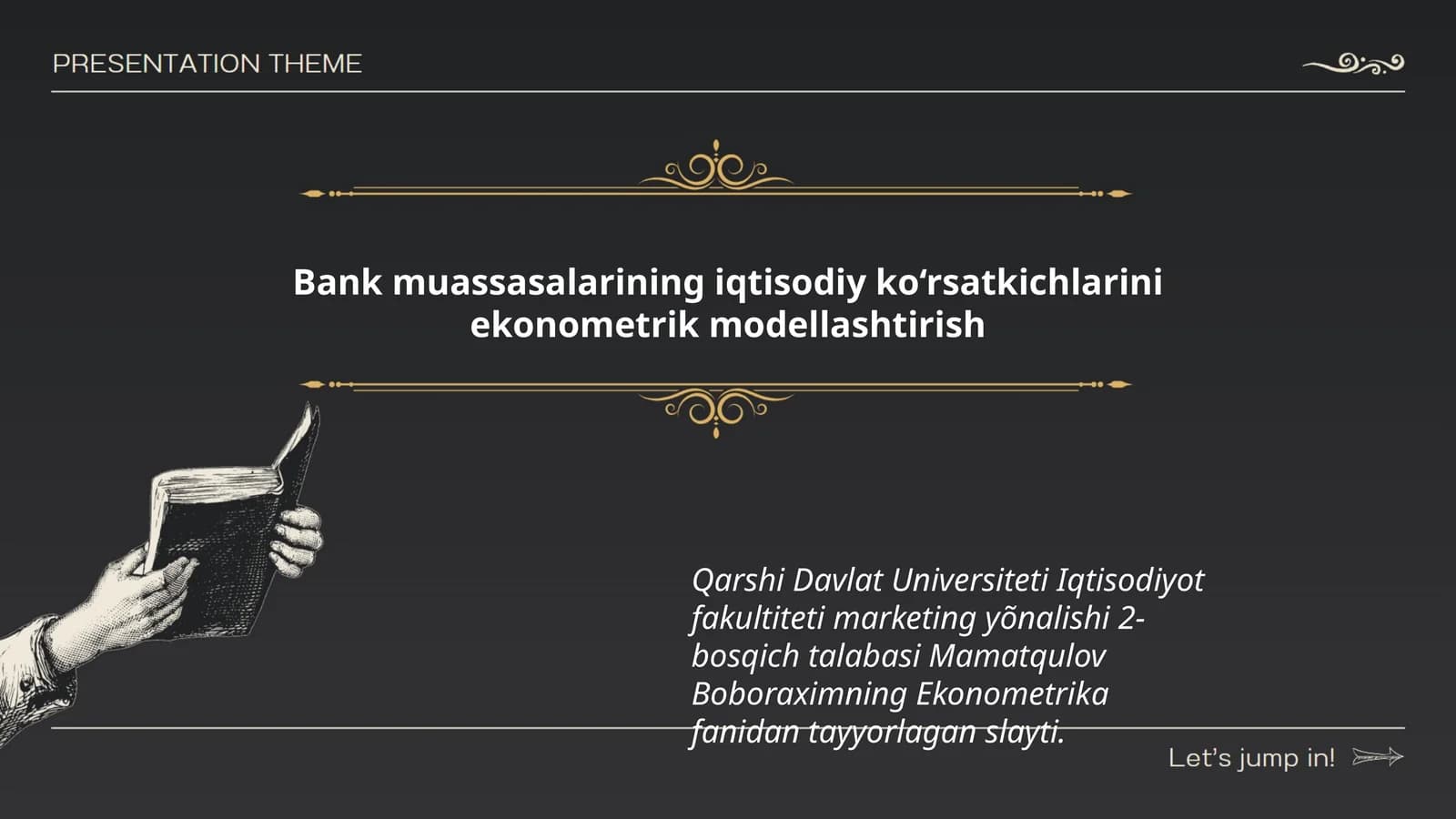 Ekonometrika fanidan tayyorlagan slayt