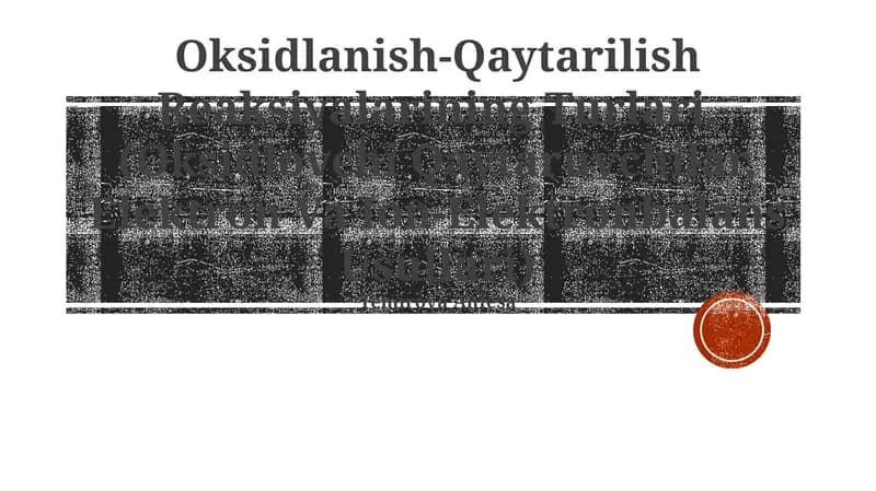 Oksidlanish-Qaytarilish Reaksiyalarining Turlari