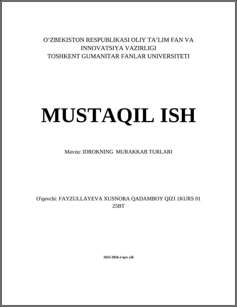 IDROKNING MURAKKAB TURLARI