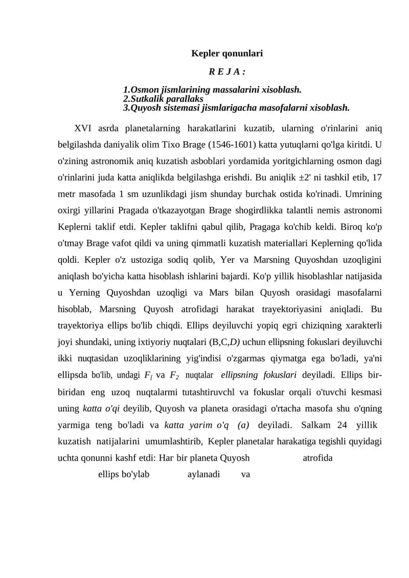 Kepler qonunlari