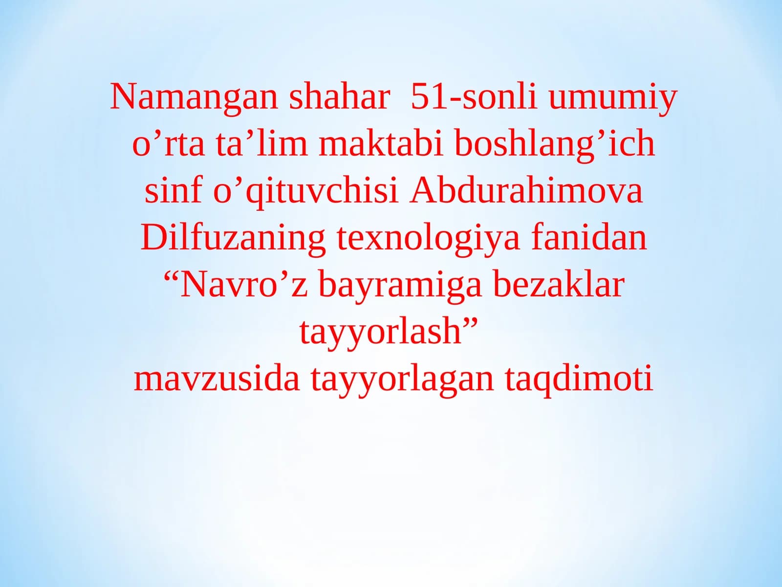 Navro’z bayramiga bezaklar tayyorlash
