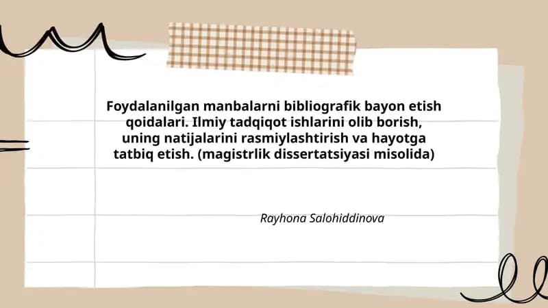 Foydalanilgan manbalarni bibliografik bayon etish qoidalari