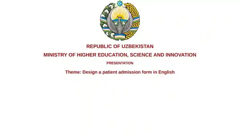 Patient Admission Form Design