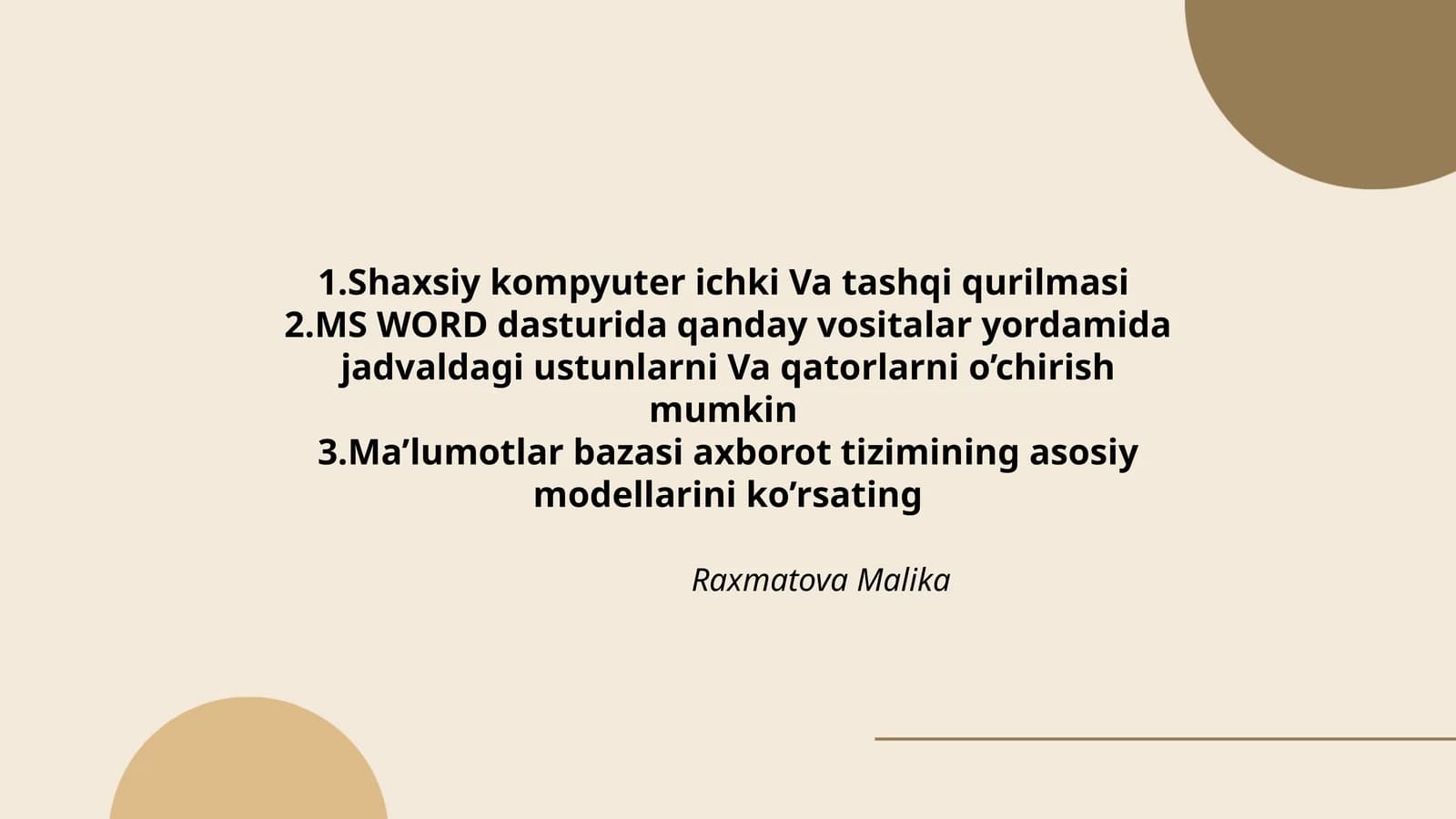 Shaxsiy kompyuter ichki Va tashqi qurilmasi