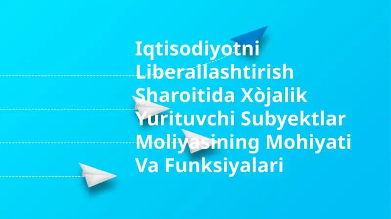 Iqtisodiyotni Liberallashtirish Sharoitida Xòjalik Yurituvchi Subyektlar Moliyasining Mohiyati Va Funksiyalari