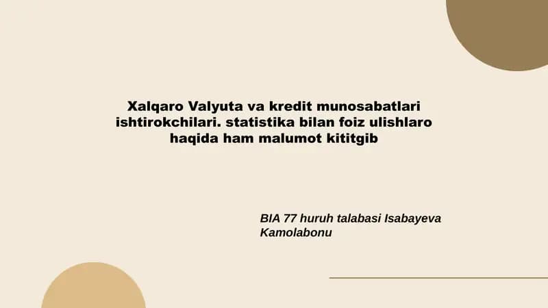 Xalqaro Valyuta va kredit munosabatlari ishtirokchilari