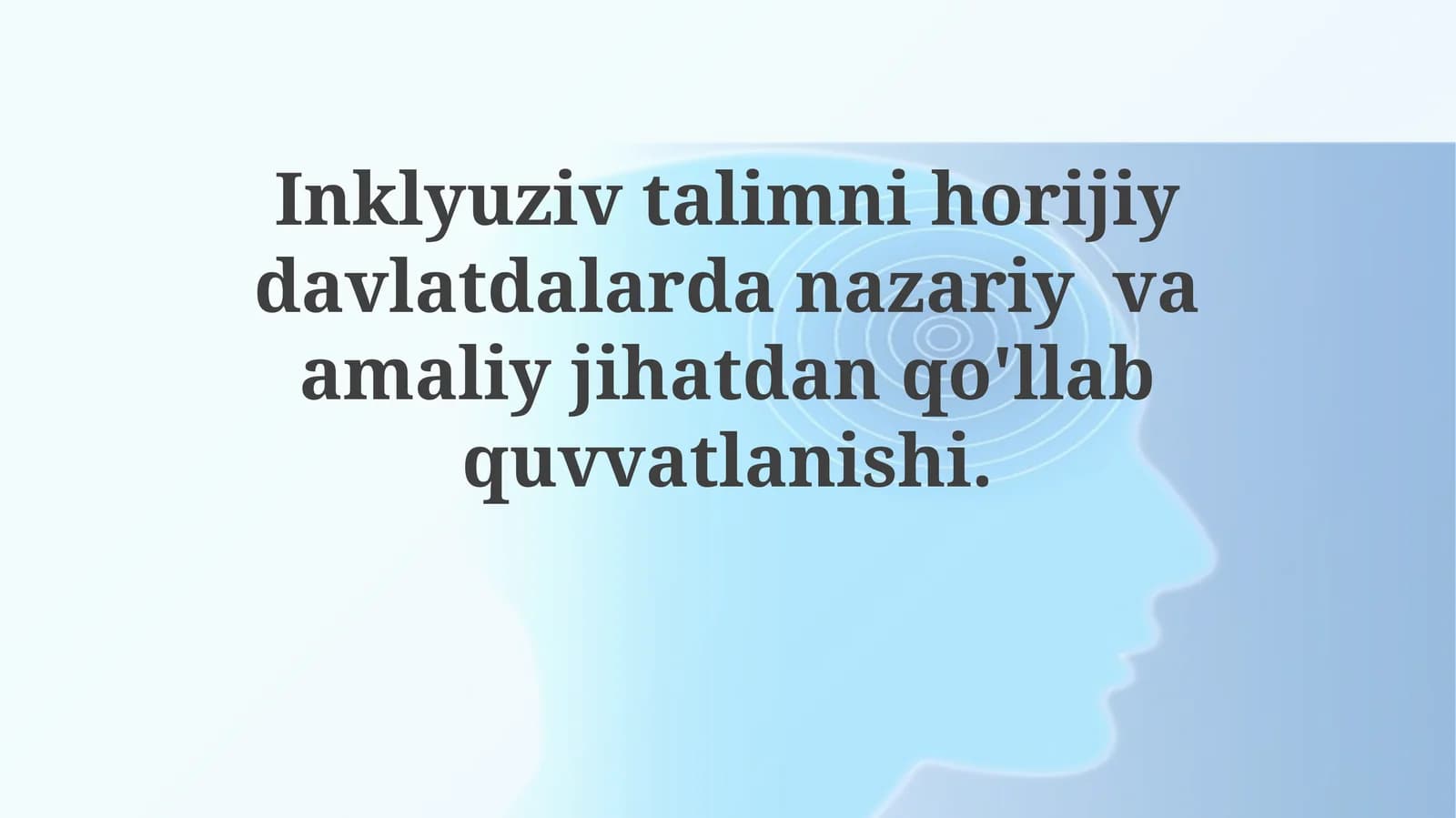 Inklyuziv ta'limni horijiy davlatlardan nazariy va amaliy jihatdan qo'llab-quvvatlanishi