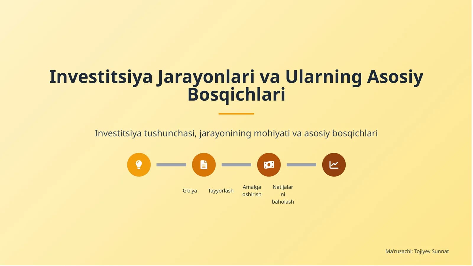 Investitsiya Jarayonlari va Ularning Asosiy Bosqichlari