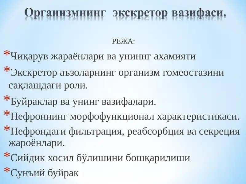 Чиқарув жараёнлари ва униннг ахамияти