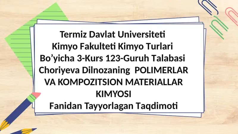 O'z-o'zidan tiklanadigan kompozit materiallar - imkoniyatlar va xususiyatlar