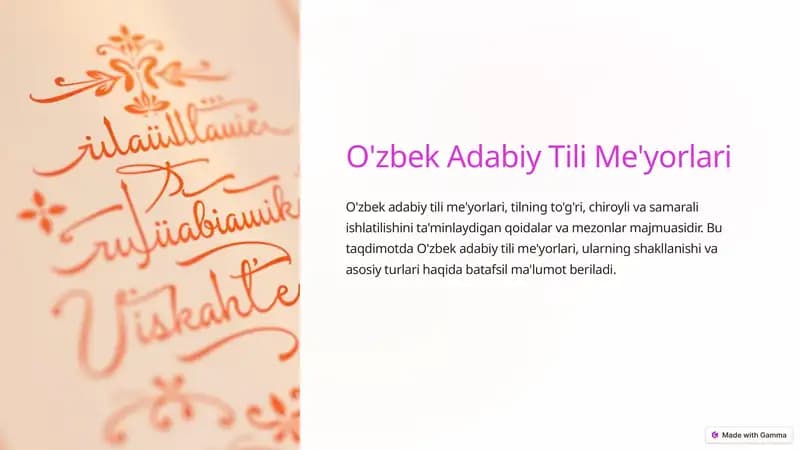 O'zbek Adabiy Tili Me'yorlari