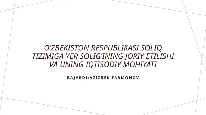 Yer solig’ining joriy etilishi va uning iqtisodiy mohiyati