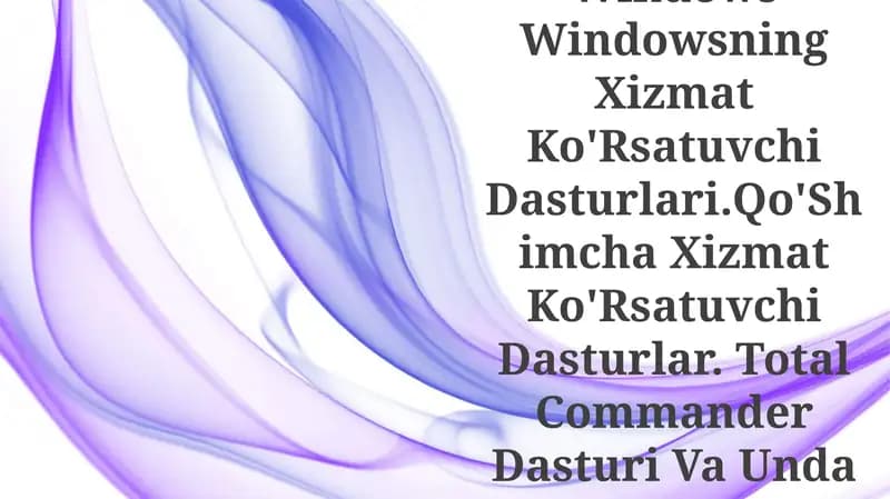 Fayl Va Disklarga Xizmat Ko'Rsatuvchi Dasturlar