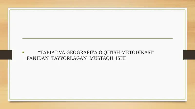 GEOGRAFIYADA TO'GARAKLAR FAOLIYATINI O'RGANISH