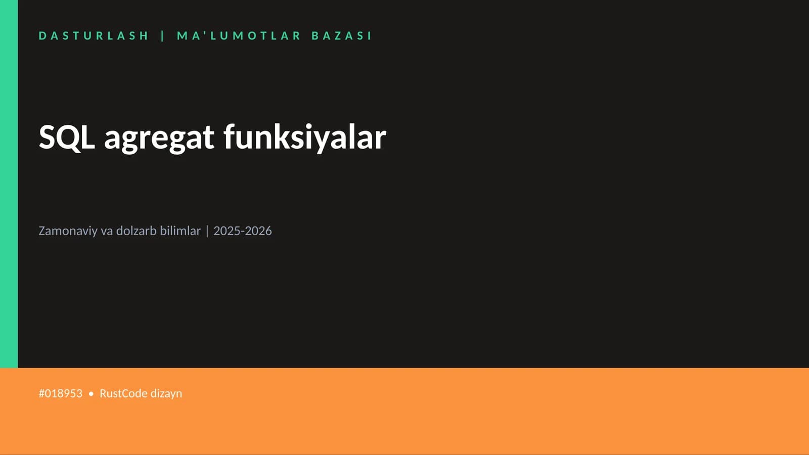 SQL agregat funksiyalar