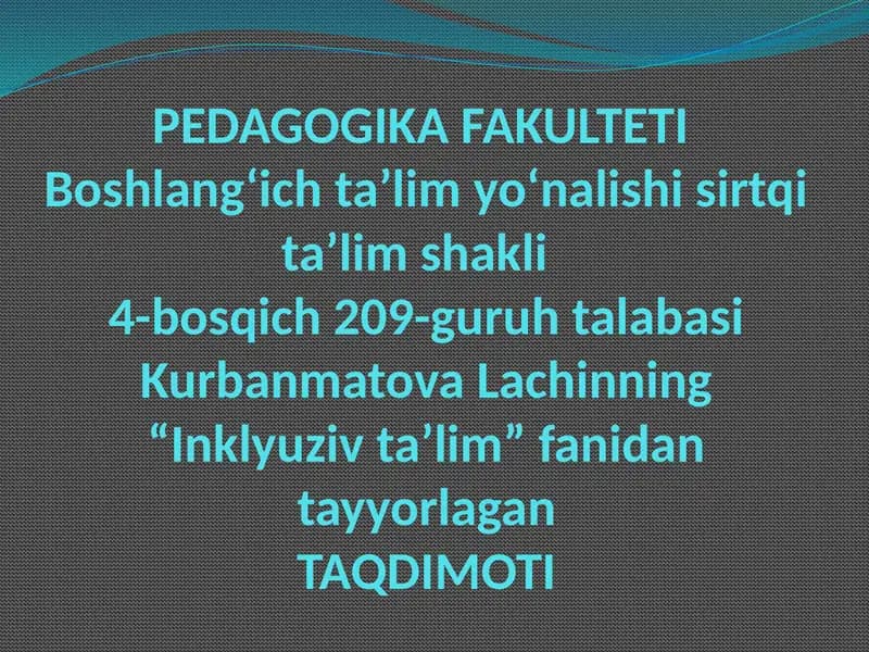 Alohida ta`lim ehtiyojlari bo`lgan bolalarning moslashishi va integratsiyasi uchun maktab-internatlarni bosqichma-bosqich jihozlar bilan ta`minlash