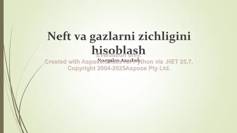 Neft va gazlarni zichligini hisoblash