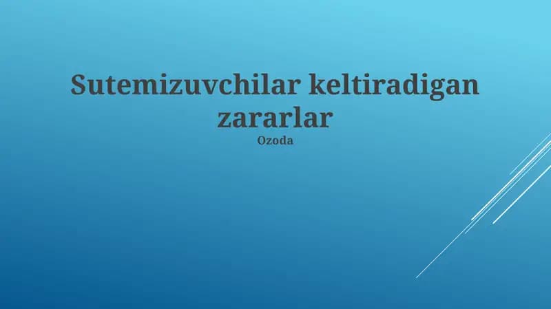 Sutemizuvchilar keltiradigan zararlar