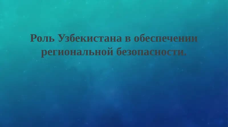 Роль Узбекистана в обеспечении региональной безопасности