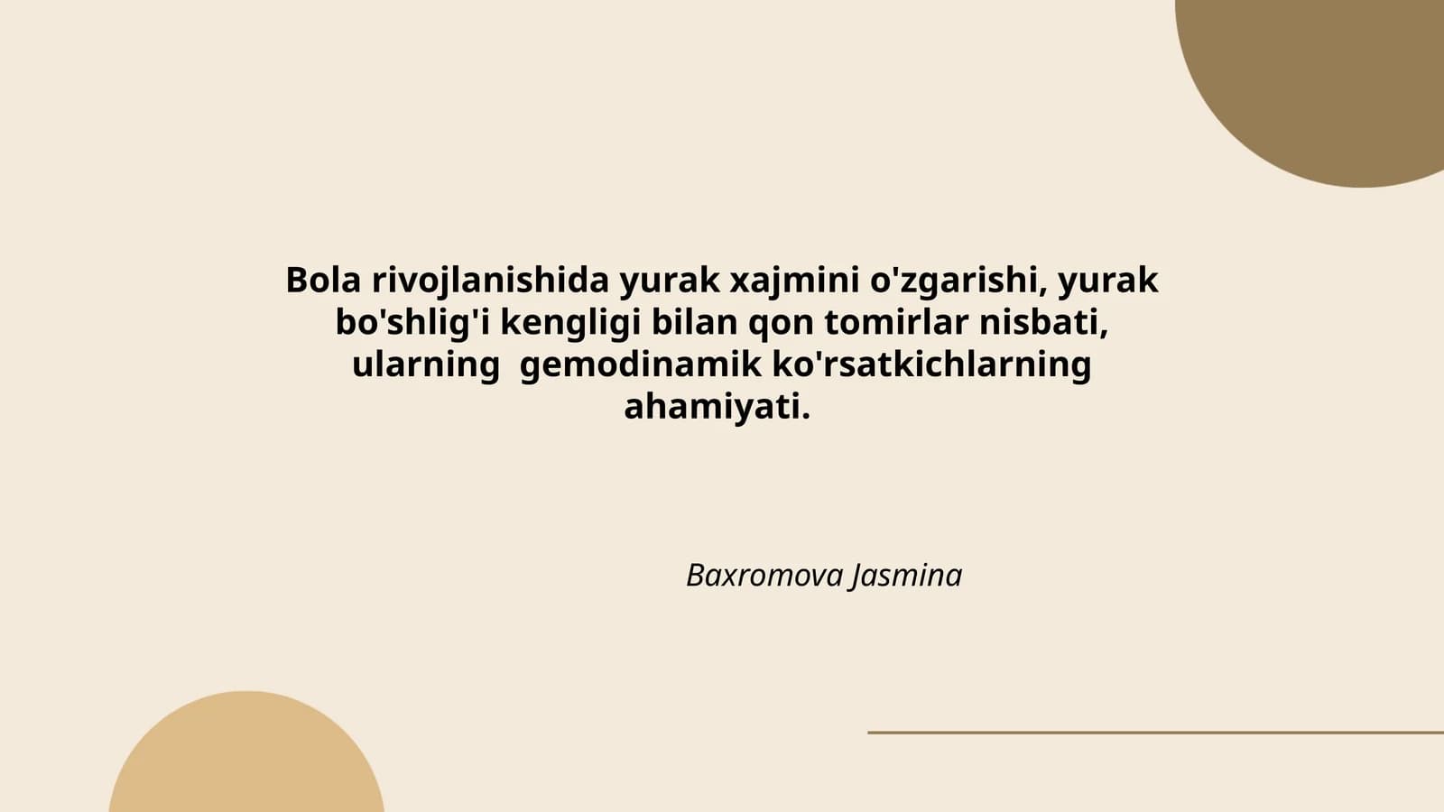 Bola rivojlanishida yurak xajmini o'zgarishi