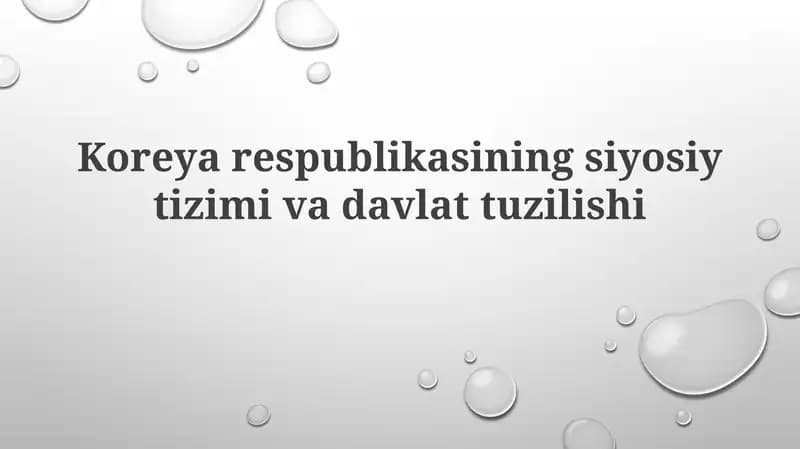 Koreya Respublikasining Siyosiy Tizimi va Davlat Tuzilishi