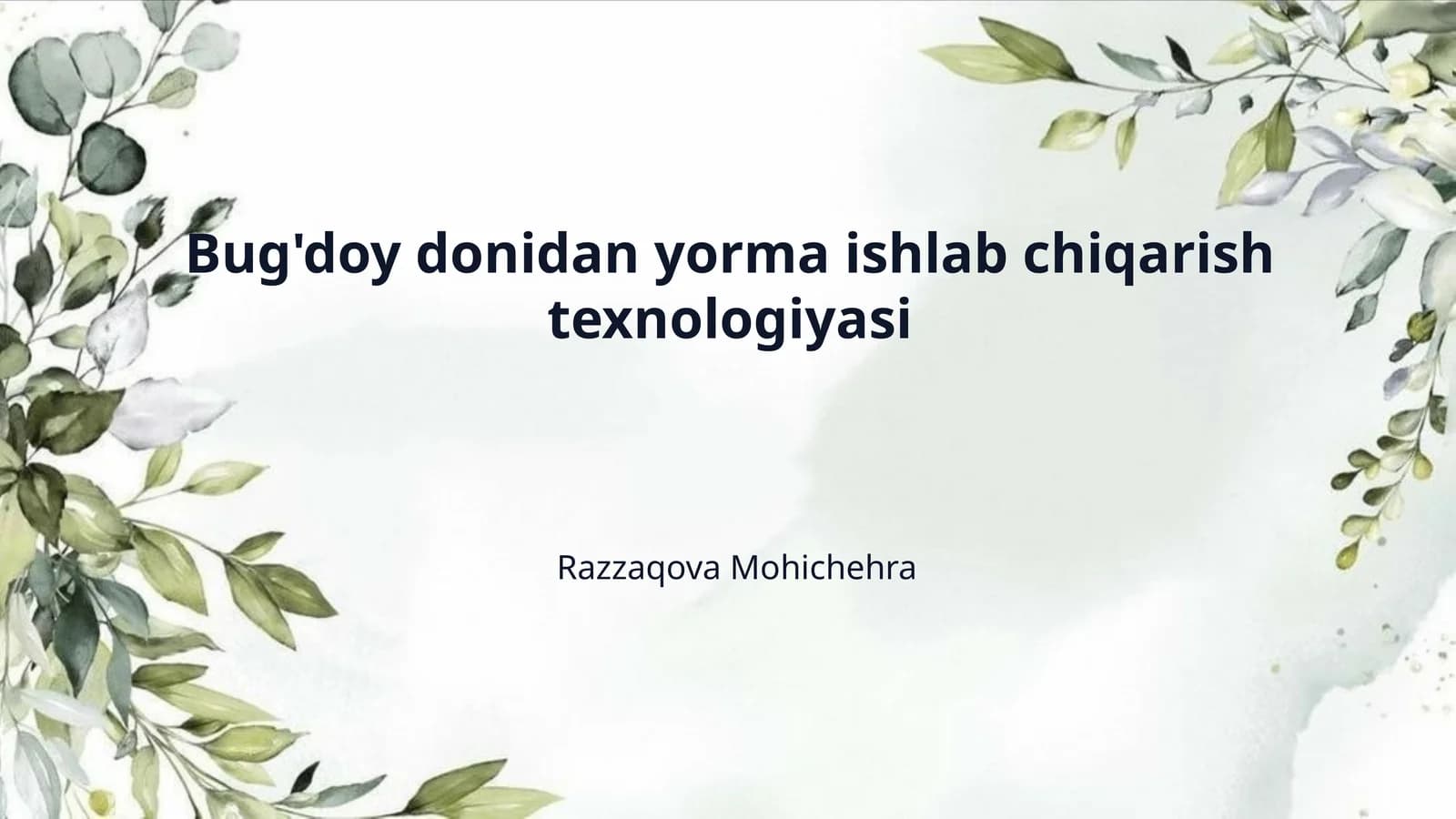 Bug'doy donidan yorma ishlab chiqarish  texnologiyasi