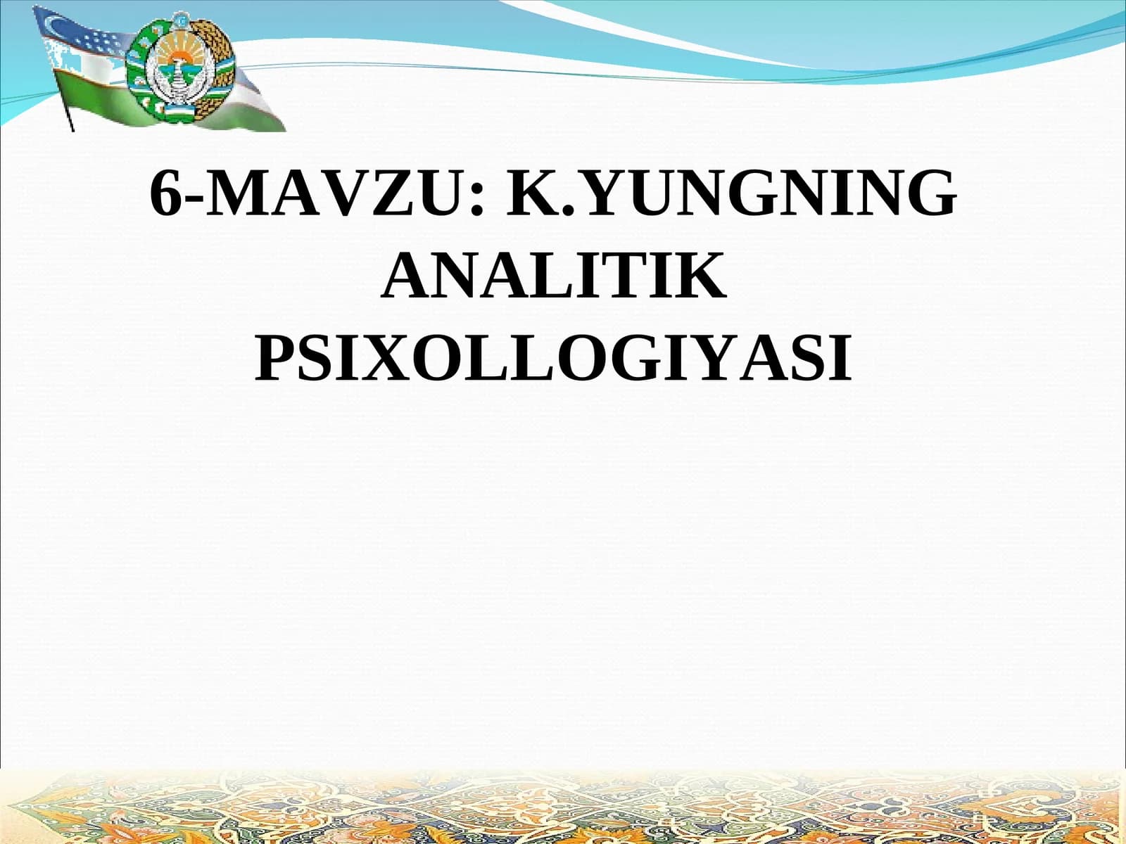 K.YUNGNING ANALITIK PSIXOLLOGIYASI