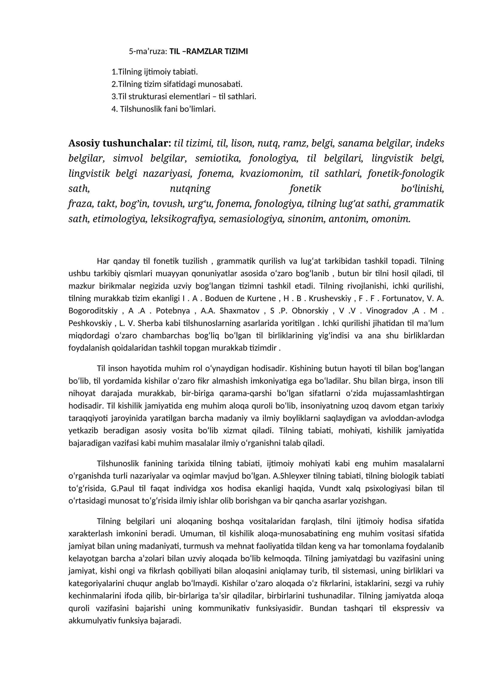 5-ma’ruza: TIL –RAMZLAR TIZIMI