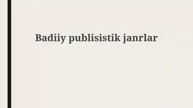 Adabiy jurnalistika janrlarining tarixi va rivojlanishi