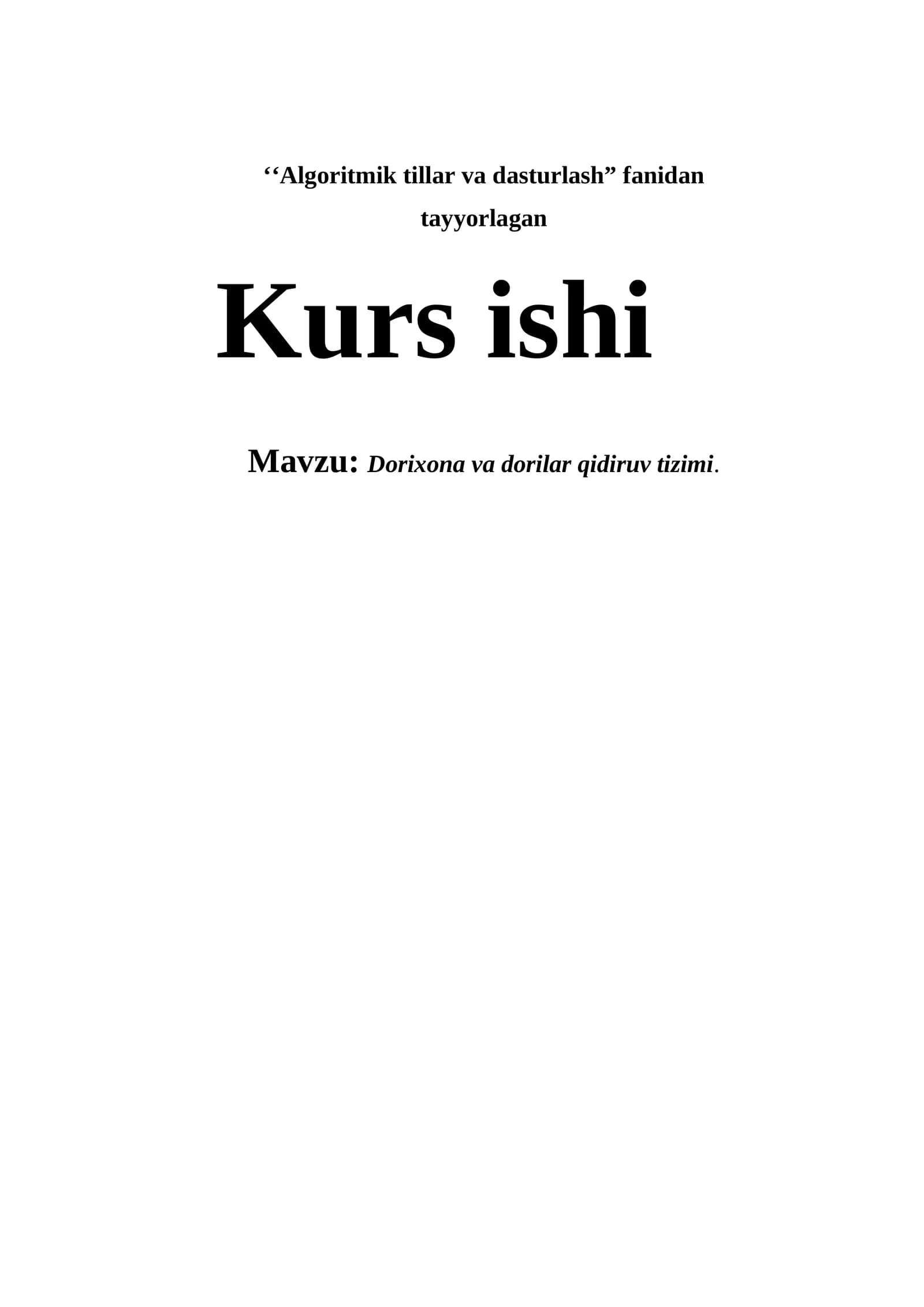 Dorixona va dorilar qidiruv tizimi