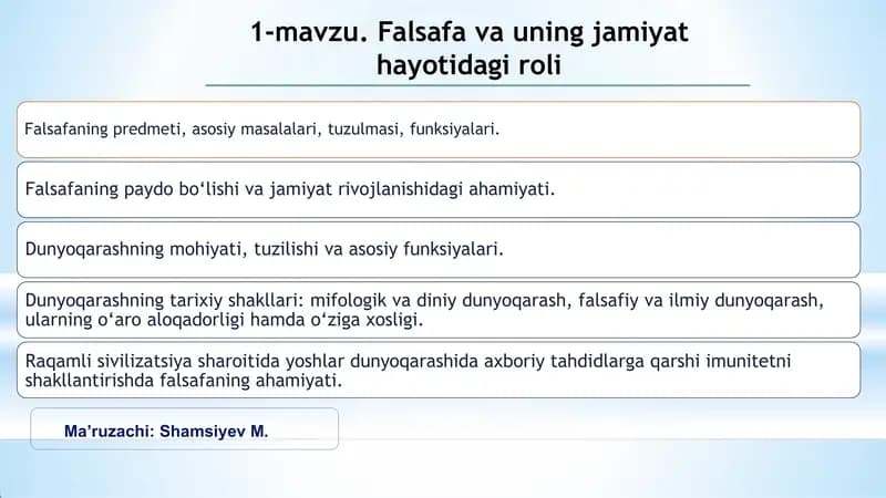 Falsafa va uning jamiyat hayotidagi roli