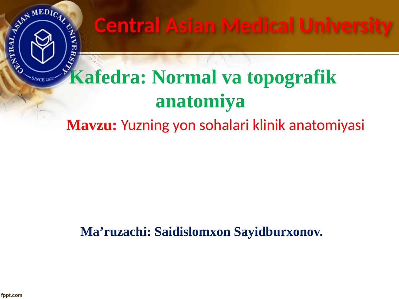 Yuzning yon sohalar klinika anatomiyasi