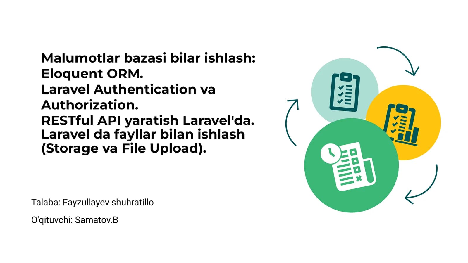 Malumotlar bazasi bilan ishlash: Eloquent ORM
