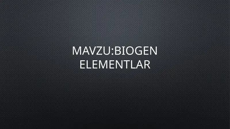 Biogen elementlar kimyosi