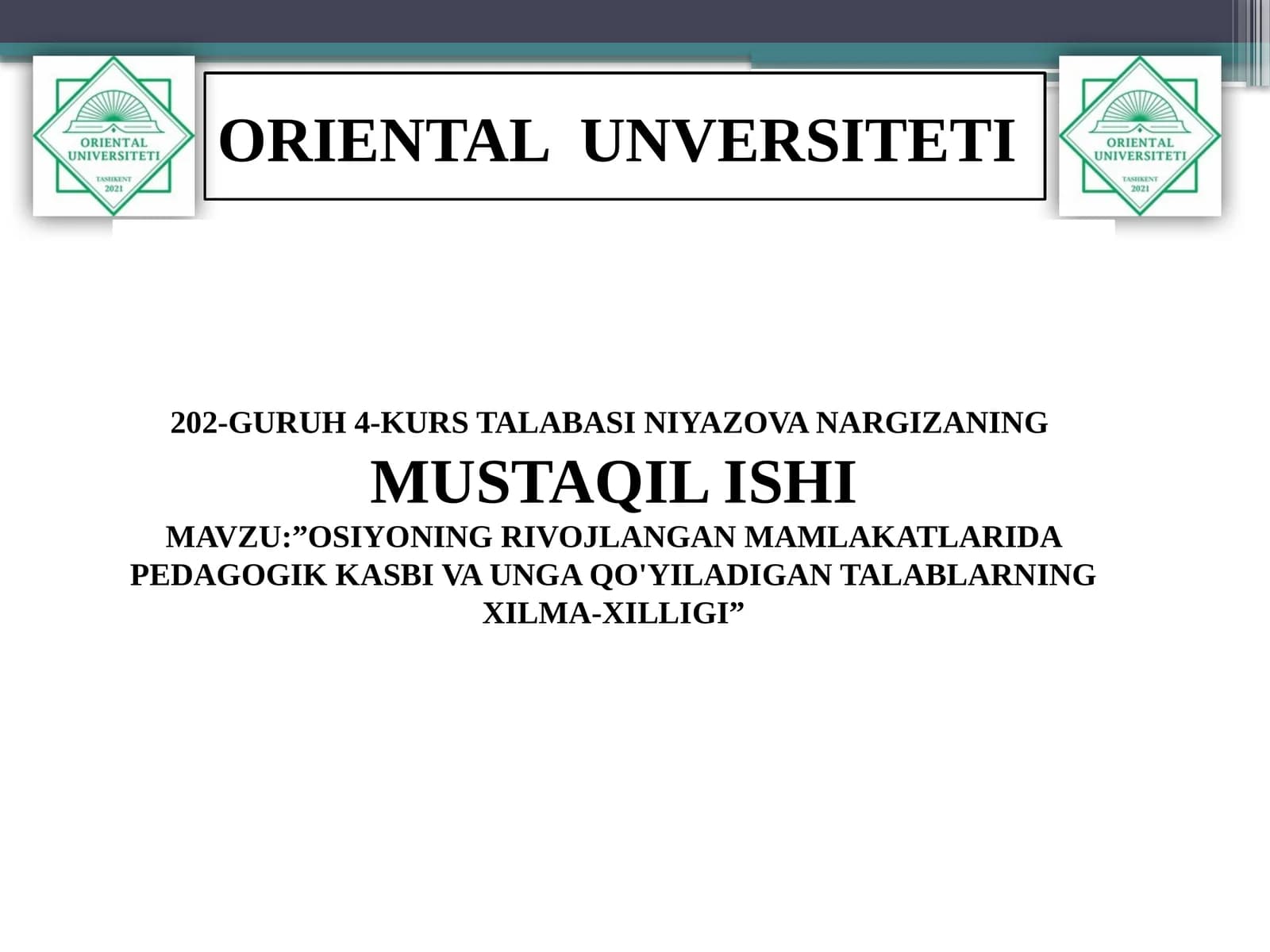 OSU 202-GURUH 4-KURS TALABASI NIYAZOVA NARGIZA